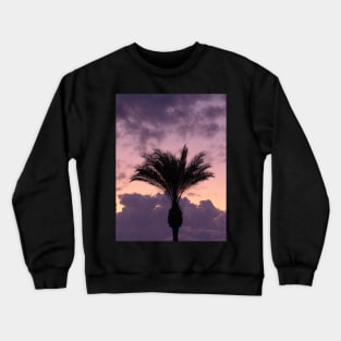 Tropical Palm Tree with Violet Sunset Crewneck Sweatshirt